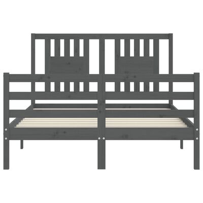 vidaXL Bedframe met hoofdbord massief hout grijs