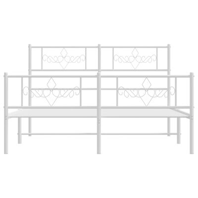 vidaXL Bedframe met hoofd- en voeteneinde metaal wit 140x190 cm