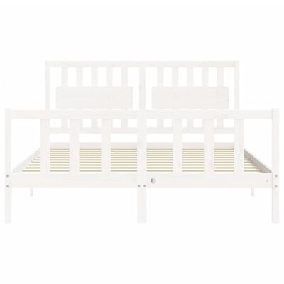 vidaXL Bedframe met hoofdbord massief hout wit