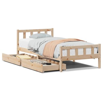 vidaXL Bedframe zonder matras massief grenenhout 75x190 cm