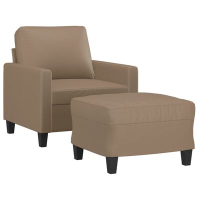 vidaXL Fauteuil met voetenbank 60 cm kunstleer cappuccinokleurig