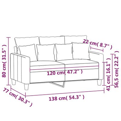 vidaXL Tweezitsbank 120 cm stof crèmekleurig