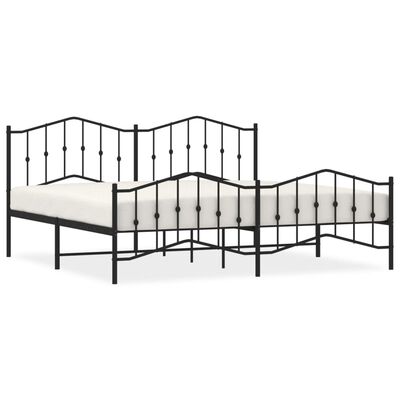 vidaXL Bedframe met hoofd- en voeteneinde metaal zwart 193x203 cm