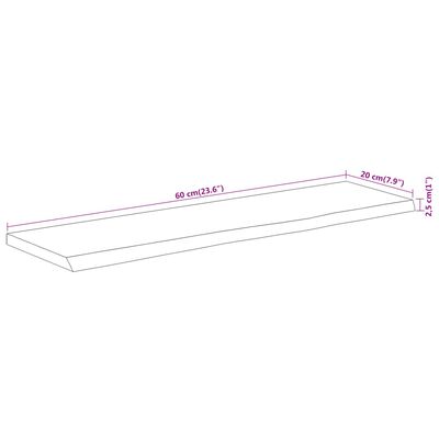 vidaXL Wandschap rechthoekig natuurlijke rand 60x20x2,5 cm acaciahout