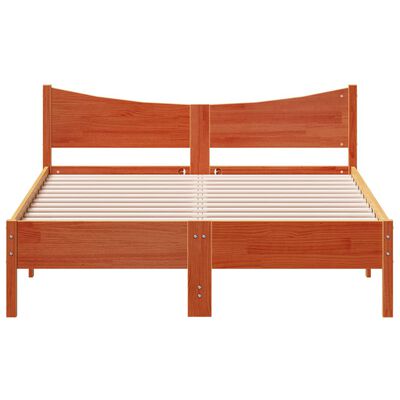 vidaXL Bedframe zonder matras massief grenenhout wasbruin 135x190 cm