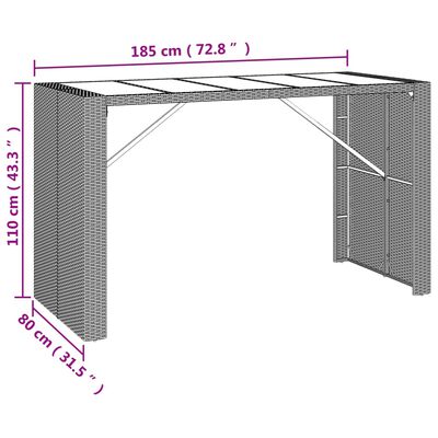 vidaXL 7-delige Tuinbarset met kussens poly rattan zwart