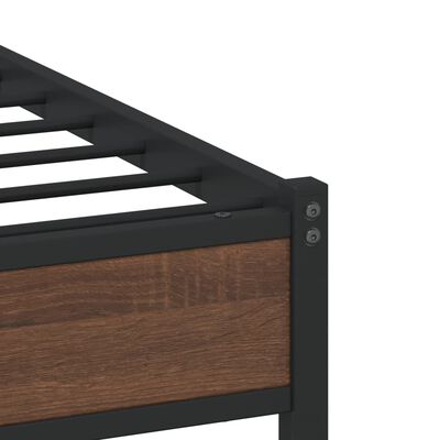 vidaXL Bedframe met hoofdbord metaal bruin eikenkleurig 120x190 cm