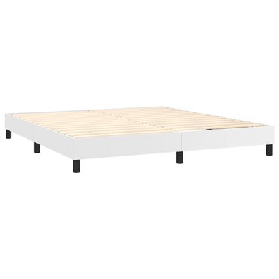 vidaXL Boxspring met matras en LED kunstleer wit 180x200 cm