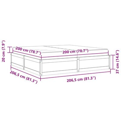 vidaXL Bed met matras massief grenenhout 200x200 cm