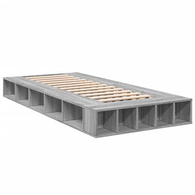 vidaXL Bedframe bewerkt hout grijs sonoma eikenkleurig 100x200 cm