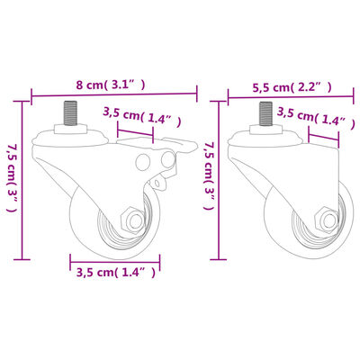 vidaXL Zwenkwielen 4 stuks 35 mm ijzer zwart