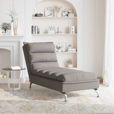 vidaXL Chaise longue met kussens stof taupe