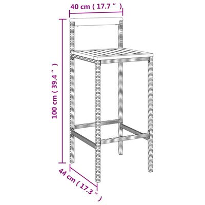 vidaXL 11-delige Tuinbarset poly rattan en massief acaciahout grijs