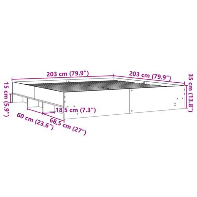 vidaXL Bedframe bewerkt hout sonoma eikenkleurig 200x200 cm