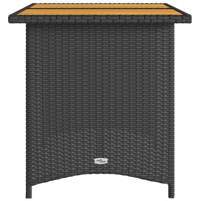 vidaXL Tuintafel met houten blad 110x68x70 cm poly rattan zwart