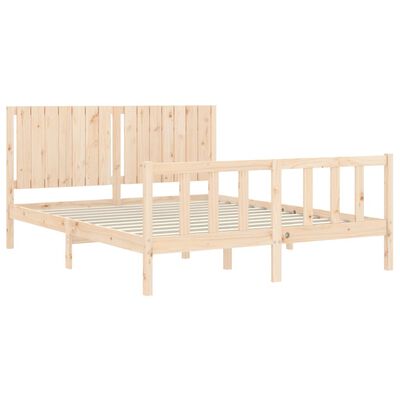 vidaXL Bedframe met hoofdbord massief hout 160x200 cm