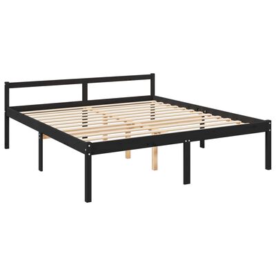 vidaXL Seniorenbed met hoofdbord massief hout zwart 200x200 cm