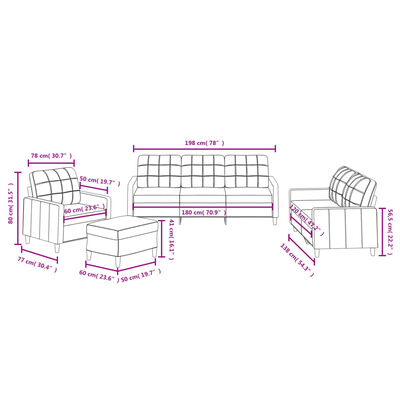 vidaXL 4-delige Loungeset met kussens stof donkergrijs