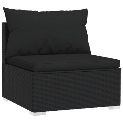 vidaXL 7-delige Loungeset met kussens poly rattan zwart