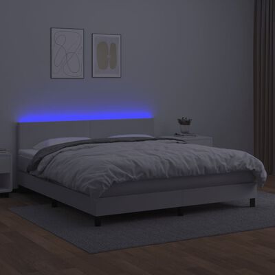 vidaXL Boxspring met matras en LED kunstleer wit 180x200 cm