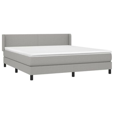 vidaXL Boxspring met matras stof lichtgrijs 160x200 cm