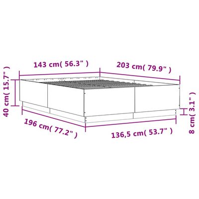 vidaXL Bedframe bewerkt hout gerookt eikenkleurig 140x200 cm