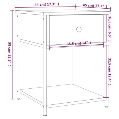 vidaXL Nachtkastjes 2 st 44x45x58 cm bewerkt hout bruin eikenkleur