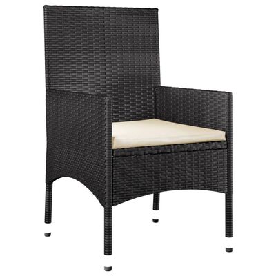 vidaXL 4-delige Loungeset met kussens poly rattan zwart