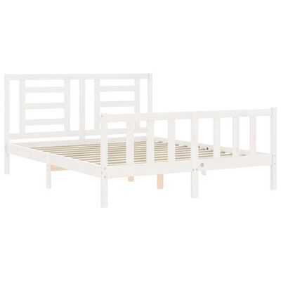 vidaXL Bedframe met hoofdbord massief hout wit