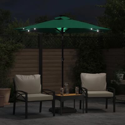 vidaXL Parasol met LED's en stalen paal 225x225x212 cm groen