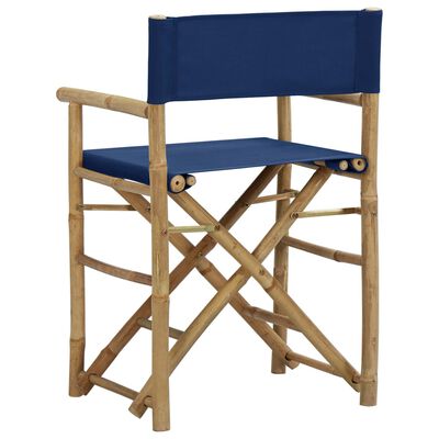 vidaXL Regisseursstoelen 2 st inklapbaar blauw bamboe en stof