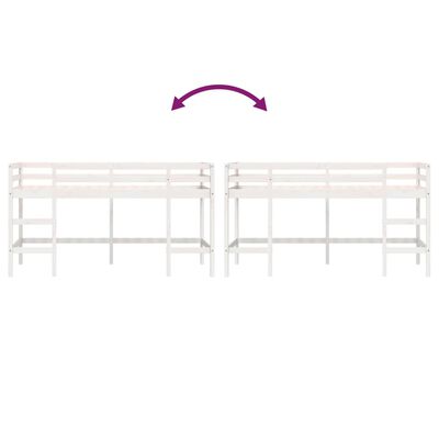 vidaXL Kinderhoogslaper met ladder 80x200 cm massief grenenhout wit