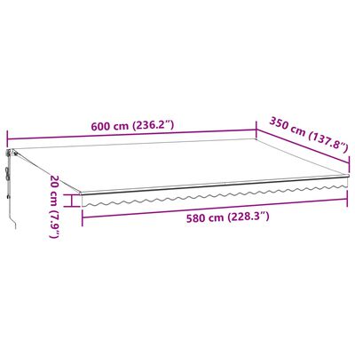 vidaXL Luifel automatisch uittrekbaar LED 600x350 cm antraciet en wit