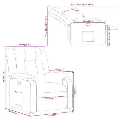 vidaXL Fauteuil verstelbaar stof lichtgrijs