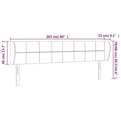 vidaXL Hoofdbord met randen 203x23x78/88 cm fluweel zwart