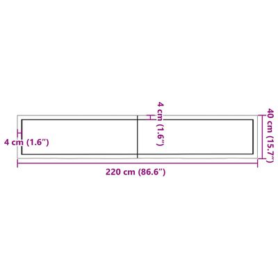 vidaXL Tafelblad 220x40x(2-6)cm behandeld eikenhout donkerbruin