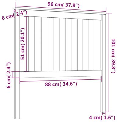 vidaXL Hoofdbord 96x6x101 cm massief grenenhout