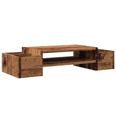 vidaXL Monitorstandaard met opbergruimte 70x27x15 cm hout oud hout