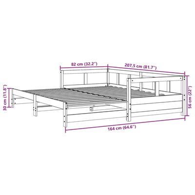 vidaXL Slaapbank zonder matras 80x200 cm massief grenenhout wasbruin