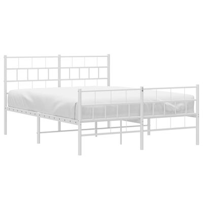 vidaXL Bedframe met hoofd- en voeteneinde metaal wit 140x200 cm