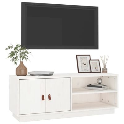 vidaXL Tv-meubel 105x34x40 cm massief grenenhout wit