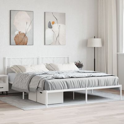 vidaXL Bedframe met hoofdbord metaal wit 200x200 cm