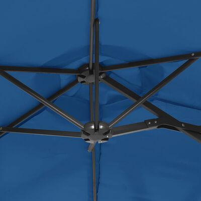 vidaXL Parasol dubbel dak met LED 316x240 cm azuurblauw