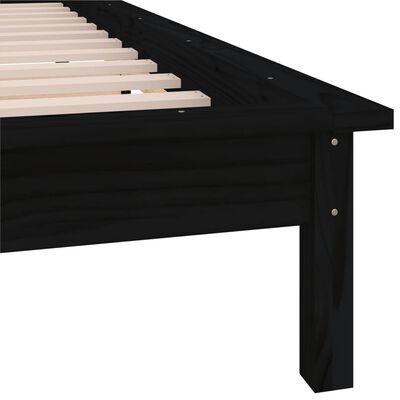 vidaXL Bedframe LED massief hout zwart 90x190 cm