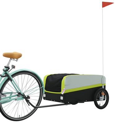 vidaXL Fietstrailer 45 kg ijzer zwart en groen