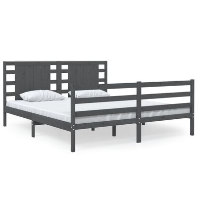 vidaXL Bedframe massief grenenhout grijs 140x190 cm