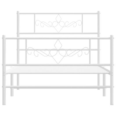 vidaXL Bedframe met hoofd- en voeteneinde metaal wit 75x190 cm