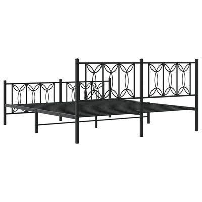 vidaXL Bedframe met hoofd- en voeteneinde metaal zwart 183x213 cm