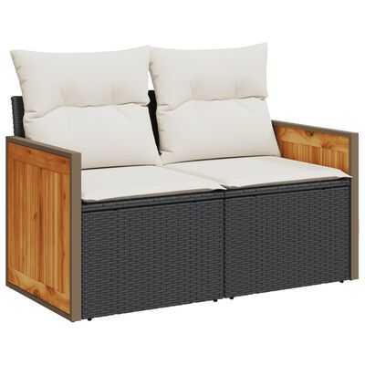 vidaXL 10-delige Loungeset met kussens poly rattan zwart