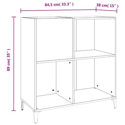 vidaXL Platenkast 84,5x38x89 cm bewerkt hout sonoma eikenkleurig